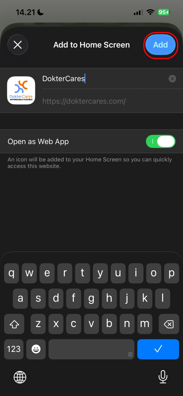 Pilih Add to Home Screen