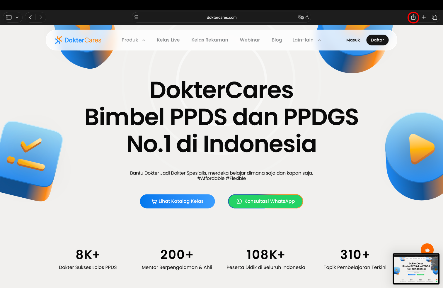 Buka DokterCares di Safari MacBook